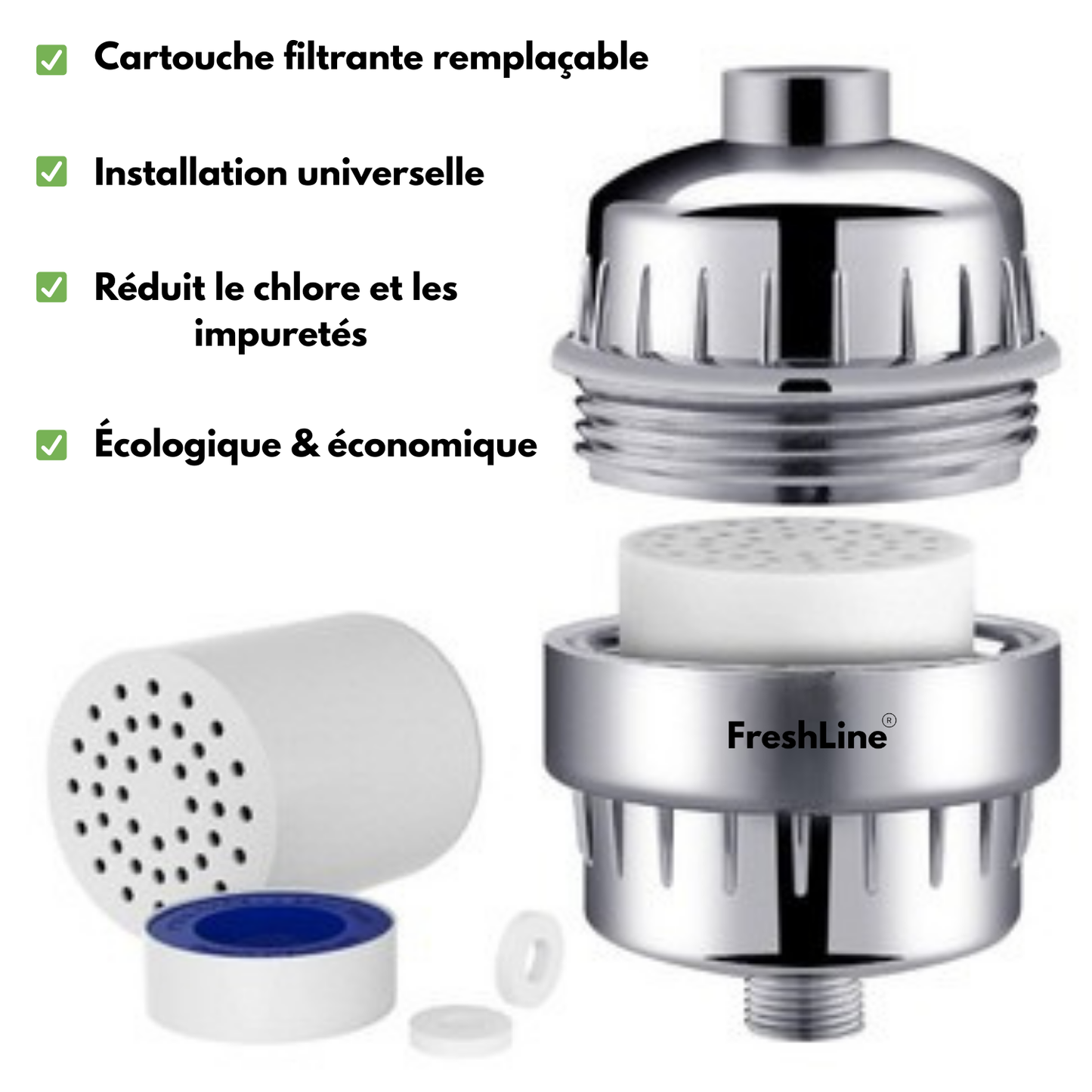 AquaPure Pro™ - Pommeau de douche filtrant - FreshLine®